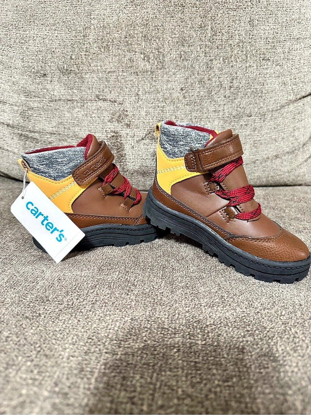 Carter's Toddler Hiking Boots Brown & Yellow Lace-Up